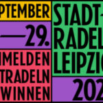Grafik zum Stadtradeln Leipzig: 9.-29. September 2022. Anmelden, mitradeln, gewinnen